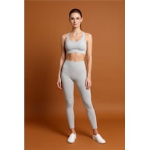 Jolt Kadın Fitness Taytı Yüksek Bel Toparlayıcı Esnek Spor Ve Günlük Kullanım Gri