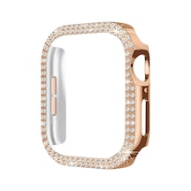 Apple Uyumlu  Watch  10. Nesil 46mm Parlak Taşlı 360 Tam Koruma Kapak Kılıf