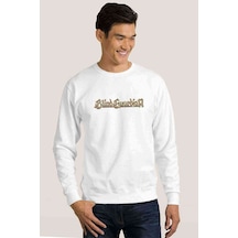 Blind Guardian Logo Baskılı Beyaz Erkek Örme Sweatshirt