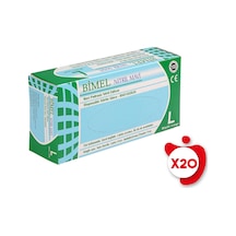 Bimel Pudrasız Nitril Eldiven L Beden Mavi 100'lü 20 Paket