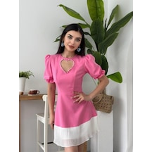 Safe Kalp Detaylı Elbise Pembe