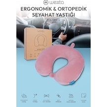 Wexta Seyahat Boyun Yastığı Comfort Ortopedik Seyahat Yastığı Visco Pembe