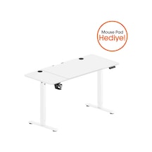 Adore Gaming Maestro-x Yükseklik Ayarlı Oyuncu Masası - Beyaz 140x72-117x60 Cm Beyaz