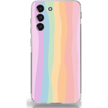 Samsung Galaxy S21 Fe Uyumlu Gökkuşağı Rengarenk Baskılı Silikon Kılıf Renkli