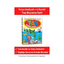 3 Yaş Üstü Çocuklar Için Zeka Geliştirici 6 Renk Akrilik Boyalı Fırçalı Taş Boyama Aktivite Seti
