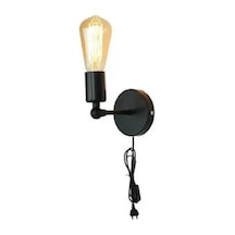 Riolight Modern,retro,rustik,vinatage Siyah 1xe27 Duylu Fişli Anahtarlı,kablolu Duvar Aplik Rio Light