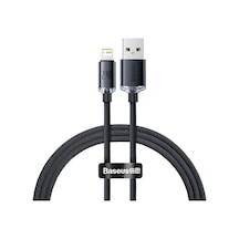 Crystal Shine Hızlı Şarj Kablosu, Lightning 1.2m, İphone Uyumlu, Güçlendirilmiş Yapı, Dayanıklı Ve Hızlı Veri Aktarımı, Siyah