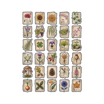 30 Adet Vintage Botanik Çiçek Sticker Seti - Defter Ajanda Scrapbook İçin Çok Renkli
