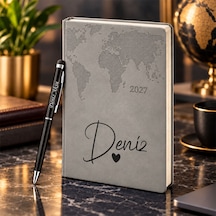 Bk Gift Kişiye Özel 378 Termo Deri Tarihli Ajanda & Siyah Touch Pen Tükenmez Kalem-12 Gri Akdnz-bitmeyencom38510 8464 Bk Gift