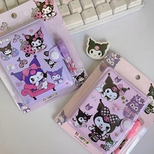 Kawaii Sanrioo Kuromi Karakterler Mini Defter Kalem Set