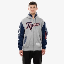 Alpha Industries X New Era Detroit Tigers Ma-1 Fermuarlı Erkek Gri Sweatshirt 60684029 2800153