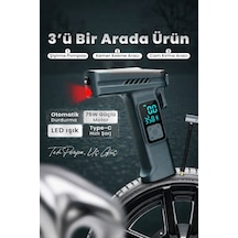Nivego Taşınabilir 4000 Mah Dijital Hava Pompası 150 Psı Şarjlı Mini Kompresör Lcd Ekranlı, Işıklı, Kemer Kesicili,cam Kırma Otomatik Durma -