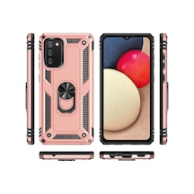Samsung Galaxy Uyumlu - A03s Kılıf Sofya Yüzüklü Silikon Kapak - Rose
