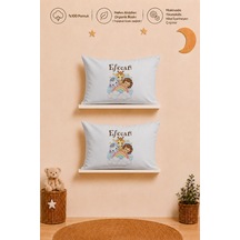 İsme Özel Erkek Bebek 2'li Yastık Kılıfı 35x45 Cm %100 Pamuk Organik Baskılı İsimli Bebek Hediyesi 1044y2