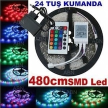 480cm Uzaktan Kumandalı Renkli Şerit Led 15 Renk,dayanıklı Silikon Yüzeyli İç-dış Mekan Aydınla Standart