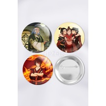 Avatar Atla Son Hava Bükücü Anime Animasyon Çanta Süsü Rozet İğneli Buton Rozet Seti 3 Adet Çok Renkli