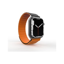 Apple Uyumlu Watch 7 45mm Zore Krd-122 Silikon Kordon Strap Kayış-siyah-turuncu