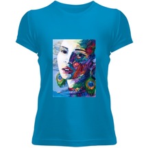 Mavi Baskılı Kadın Tişört (536592118)