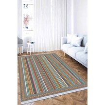 Çok Renkli Yöresel Dokuma Pamuk Taban Kaymaz Kilim Klm163n11
