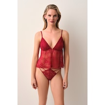 Suwen Passion Dantelli İnce Askılı Atlet St4451607102 Bordo