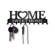 Home Sweet Home Yazı Desenli Dekoratif Metal Askılık, Anahtarlık, Çantalık, Duvar Tipi