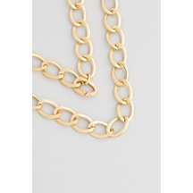 So Chic Modern Tasarım 18 Ayar Sarı Altın Kaplama 44 Cm Gümüş Zincir Kolye