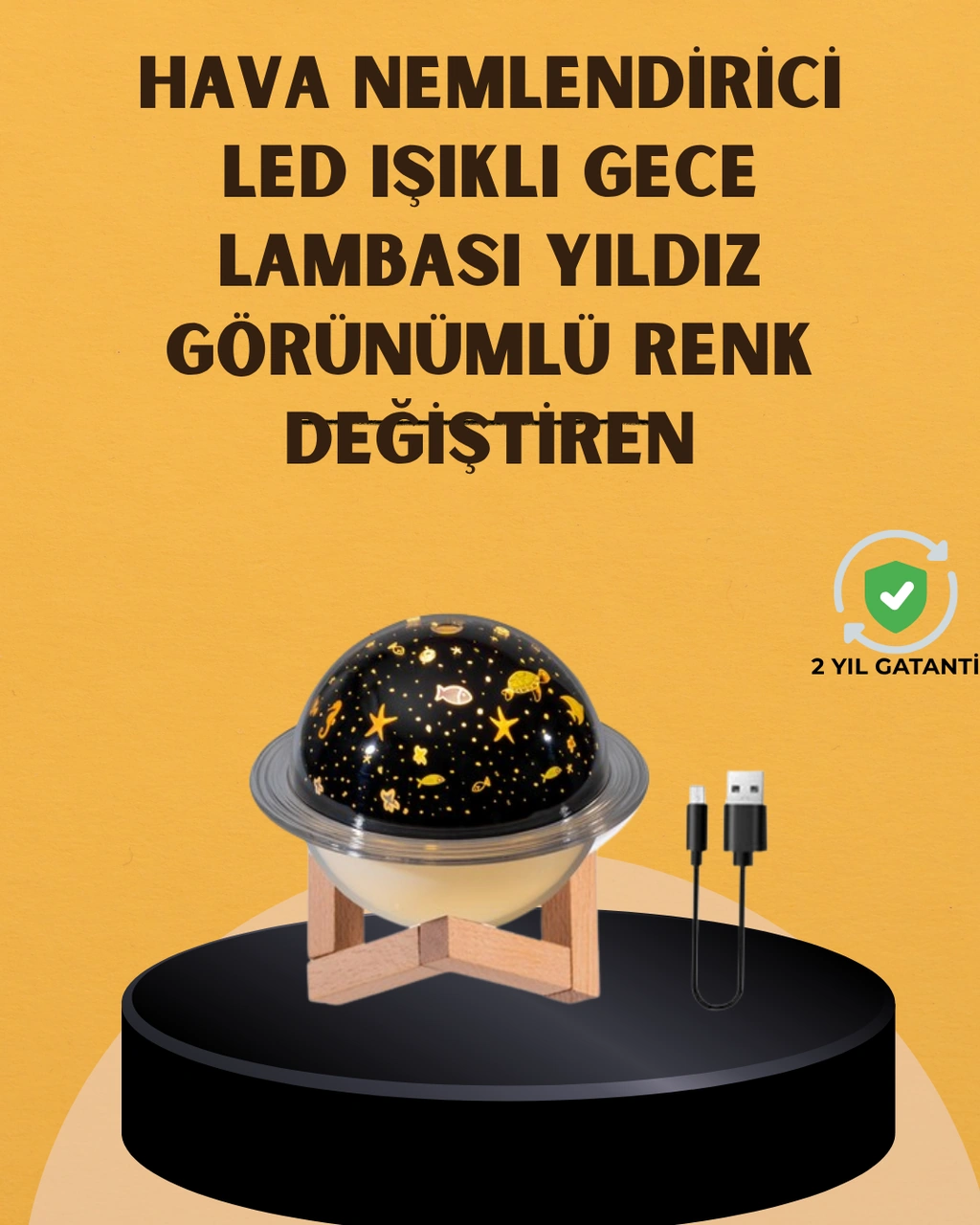Projektör Işıklı, Aromaterapi Uyumlu Mini Masaüstü Hava Nemlendirici Cihaz Çok Renkli