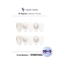 Kkbd1624 Kısa Badem 15'li Tekrar Kullanılabilir El Yapımı Protez Takma Tırnak M
