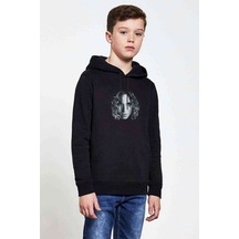 Tshirthane Shakira Müzik Baskılı Unisex Çocuk Kapüşonlu Siyah Sweatshirt Siyah