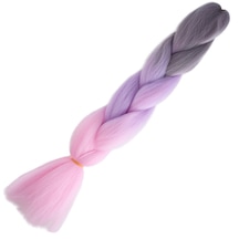 Afrika Örgülük Ombreli Sentetik Saç 100 Gr. - Soft Gri / Lila / Pembe