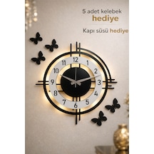 Pey Aksesuar Işıklı Ahşap Duvar Saati 48 Cm Dekoratif Modern Tasarım 0240-beyaz-şekilli-48cm