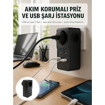 Isıya Dayanıklı Pc Gövdeli Akım Korumalı Priz 4 Usb Yeni Nesil - Lisinya 0