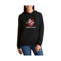Ghostbusters Logo Black Baskılı Siyah Kadın Kapşonlu Sweashirt