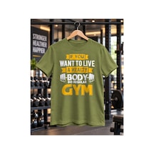 Segungear Live Healty Erkek Regular Fit Baskılı Spor Tişört Haki - 931643760 Haki