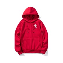 Modagen Unisex Kırmızı Sol Göğüs Gül Detaylı Oversize Sweatshirt Kkırmızı