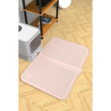 Silikon Kum Ve Mama Matı Havuzlu Yıkanabilir Kedi Tuvaleti Önü Kedi Kumu Paspası Büyük Boy 40x60 Pudra,515201706