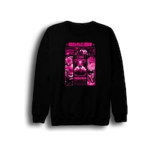 Jujutsu Kaisen - Ryomen Sukuna - Anime Baskılı Unisex %100 Pamuk Siyah Bisiklet Yaka Sweatshirt Siyah