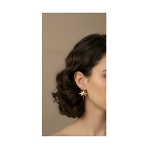 Çelik Kuzey Yıldızı Küpe Gold Sarı Sarı