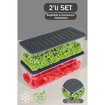 2'li Derin Buzdolabı Organizer Set Düzenleyici Saklama Kabı Mikrodalga Difriz Kabı 2470 ML Antrasit