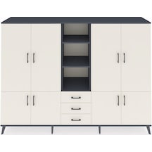 Hyperion Dolap 11 Raflı 3 Çekmeceli 8 Kapaklı 220x44x163 Antrasit Antrasit-aytaşı