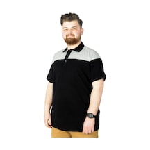 Mode Xl Büyük Beden T-Shirt Polo Double Color 22337 Siyah 001
