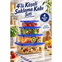 4 Lü Köşeli Saklama Kabı Seti