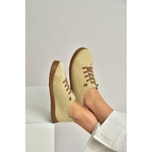 Fox Shoes Y999364003 Bej Hakiki Deri Süet Kadın Spor Ayakkabı Sneakers Bej
