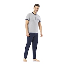Erdem Gri Erkek 3'lü Yazlık Pijama Takımı 2022-43 Gri