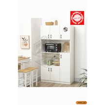 Tamamı Mdf 6 Kapaklı Fırın Bölmeli Açık Raflı Çok Amaçlı Mutfak Dolabı