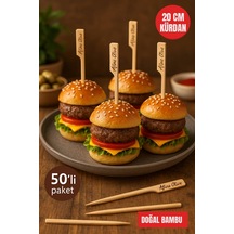 50 Li Paket 20 Cm Bambu Sunum Kürdanı Kanape, Kokteyl, Mini Hamburger, Atıştırmalık Kürdan