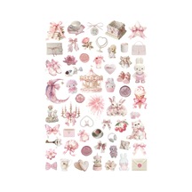 57 Adet Coquette Kawaii Tatlı Pembe Sticker Seti - Etiket Seti Scrapbook Bullet Journal