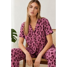 Norcia Sports Kadın Kısa Kollu Rahat Mor Pijama Takımı 4734 Çok Renkli - 929323097 Çok Renkli - 929323097 Çok Renkli