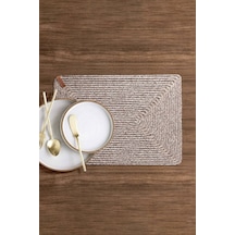 Cesta El Yapımı Örgü Natural Dikdörtgen Amerikan Servis 32x45 401 Naturel