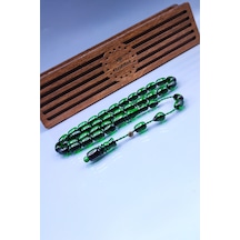 8 x 12 MM Yeşil Zar Kehribar Tesbih - Enes Abdo Usta İmzalı Tespih